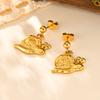 Hua Lan Xin, Stainless Steel Snail Earrings 18K Gold Women's Fashion Accessories 898