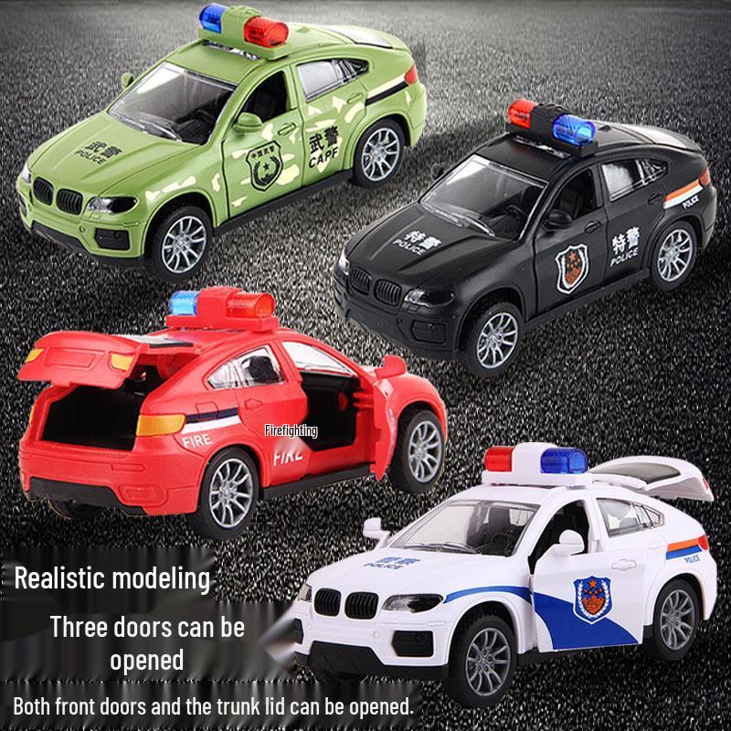 Kids' Inertial Police & Firefighter Toy Cars - Durable Models for Street Stalls & Night Market Gifts