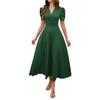 Spring and summer women's fashion temperament high waist solid color waist short-sleeved dress
