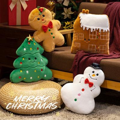 Christmas Tree Plush Toys Snowman Gingerbread Man Pillow Soft Cookie House Stuffed Cute Birthday Plush Gifts Xmas Present