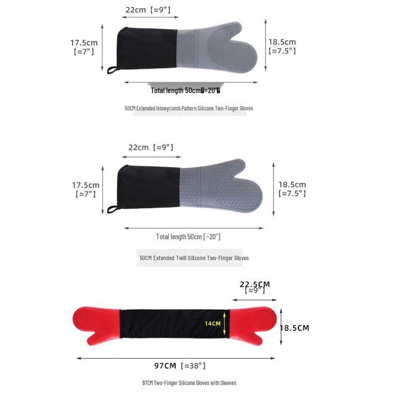 Extended Five-Finger Silicone Baking Gloves