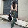 American Retro Low-Waist Wide-Leg Distressed Denim Pants - Floor-Length
