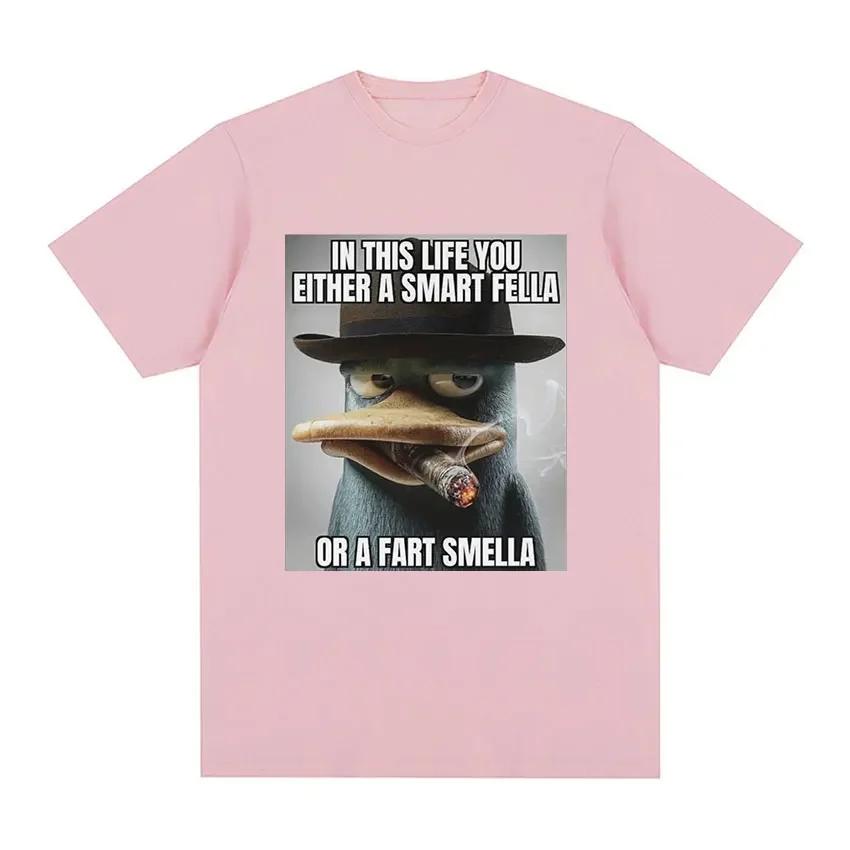 Perry Platypus Youre Either A Smart Fella or A Fart Smella Funny Graphic T-shirt Men's Women's Fashion  Oversized T Shirts