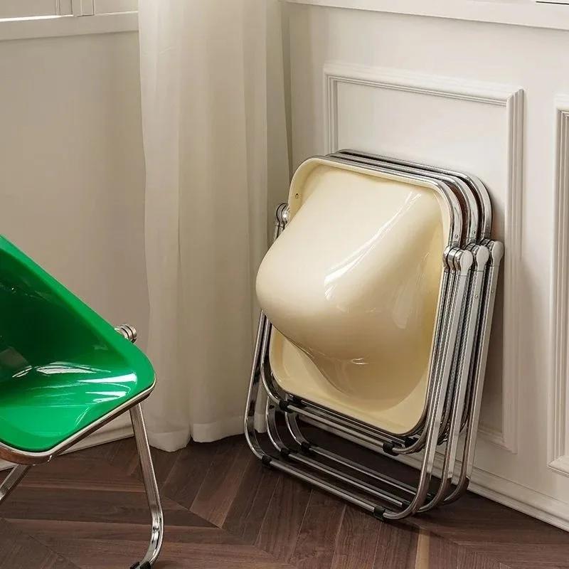Creative Living Room Chairs Simple Folding Modern Portable Chairs Bedroom Metal Bench Legs Acrylic Vanity Chair Stool Home Furn