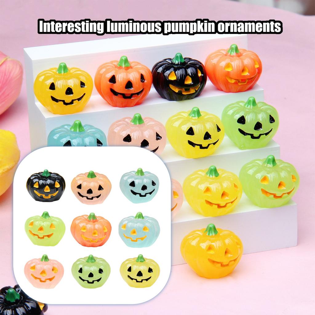 Halloween Glow In The Dark Pumpkin Microlandscape Interesting Decoration,  Cute Creature Ornaments