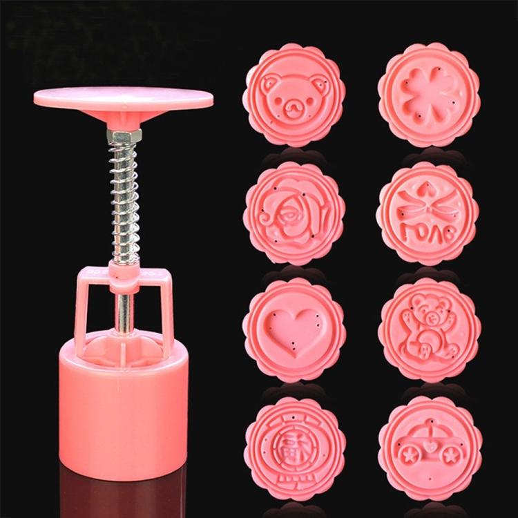 

DIY Fondant Cake Mold Biscuit Cookie Cutters Baking Tools with 8 PCS Round Cartoon Patterns розовый