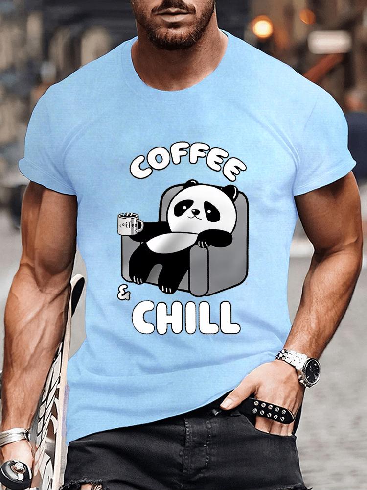 Coffee Chill Panda Enjoying Time T Shirts Men Women Short Sleeve Oversize T Shirt Loose Summer Tee Clothes Casual Fashion Tops