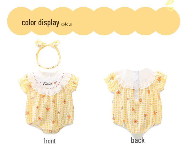 Newborn Girls' Plaid Romper - Summer Infant Bodysuit and Harem Jumpsuit