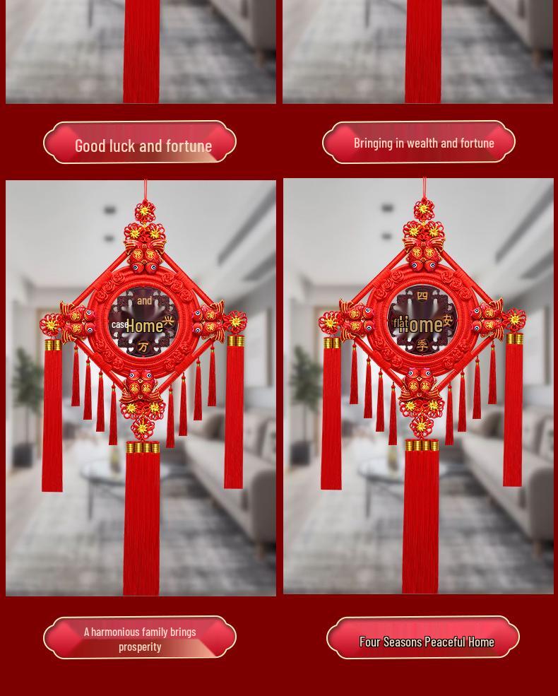 Großer Pfirsichholz Fu-Zeichen Anhänger für das Wohnzimmer: Chinesische Knoten-Dekoration für Wand oder Tür