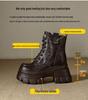 Women's Chunky Heel Martin Boots - 2025 Autumn/Winter British Style Buckle Motorcycle Ankle Boots, Round Toe