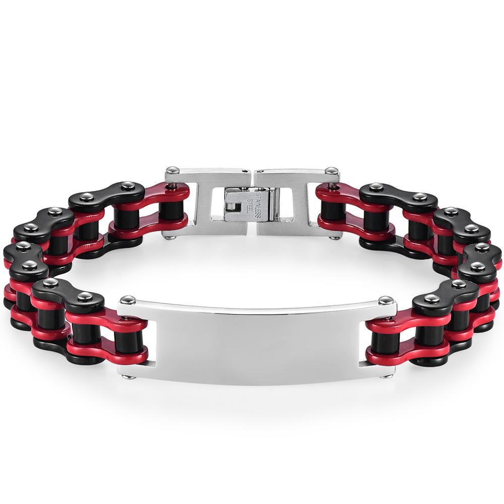 12MM Motorcycle Bike Chain Bracelet for Men Stainless Steel Bicycle Link Design Men's ID Bracelets Punk Rock Jewelry Accessory 10 Color
