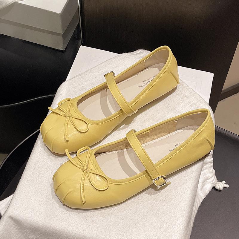 Mary Jane shoes bow single shoes women 2025 soft-soled shallow mouth flat-soled beanie shoes women