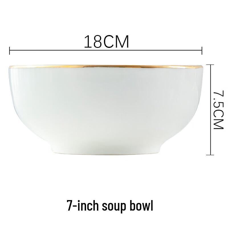 Jingdezhen Light Luxury Gold Rim Ceramic Rice Bowls