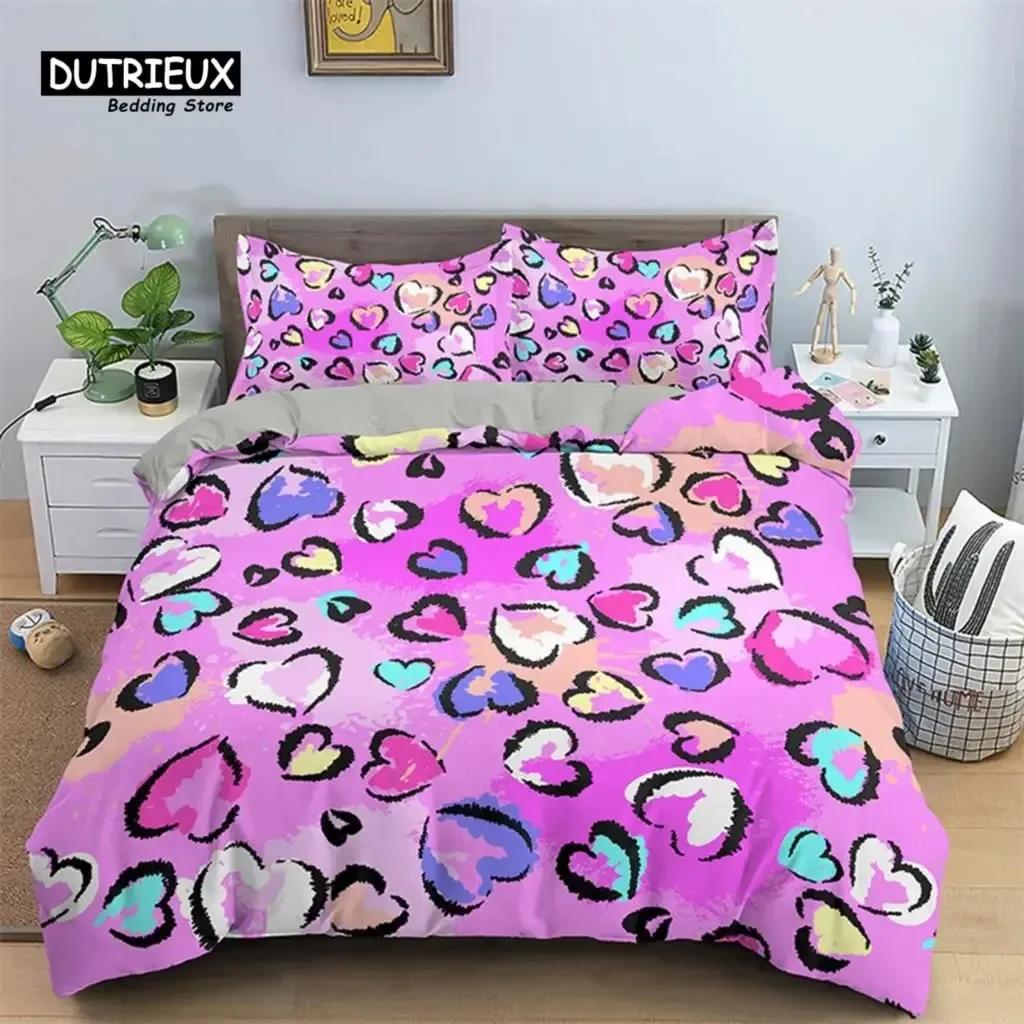 Red Rose Floral Duvet Cover Love Heart Bedding Set Microfiber Romantic Quilt Cover Queen King for Couple Wedding Valentine Decor