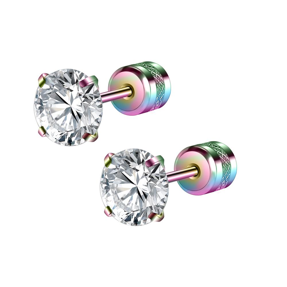 1 Piece Medical Stainless Steel Crystal Zircon Ear Studs Earrings Tragus Cartilage Hypoallergenic Screws Piercing Zircon