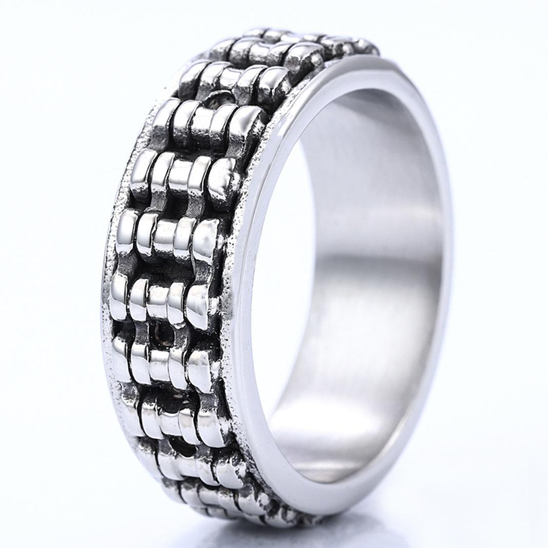 

S925 silver ring fashion ring ring unisex motorcycle chain ring