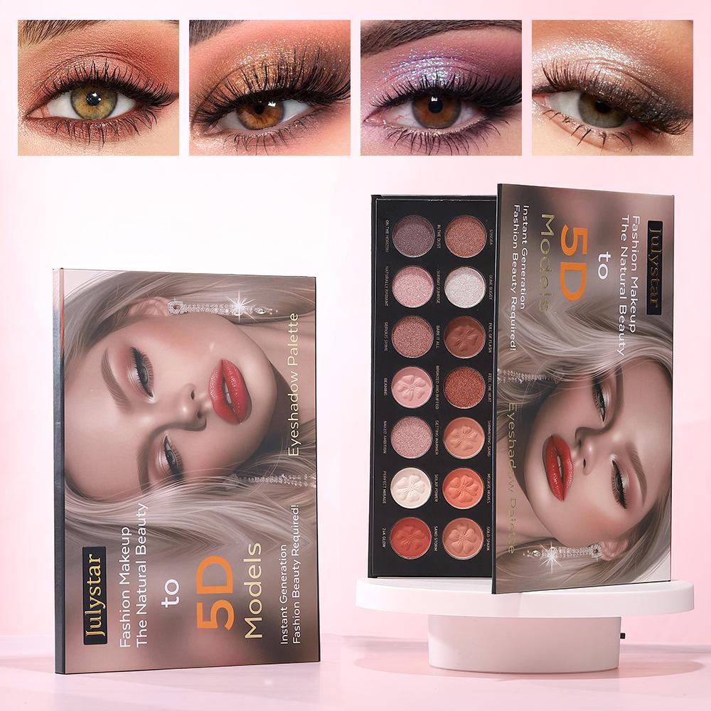 JULYSTAR 35 Colors Eyeshadow Palette - Matte Shimmer Glitter Nude Warm Earth Tones, High Pigmented Waterproof Flower Embossed Makeup Palette