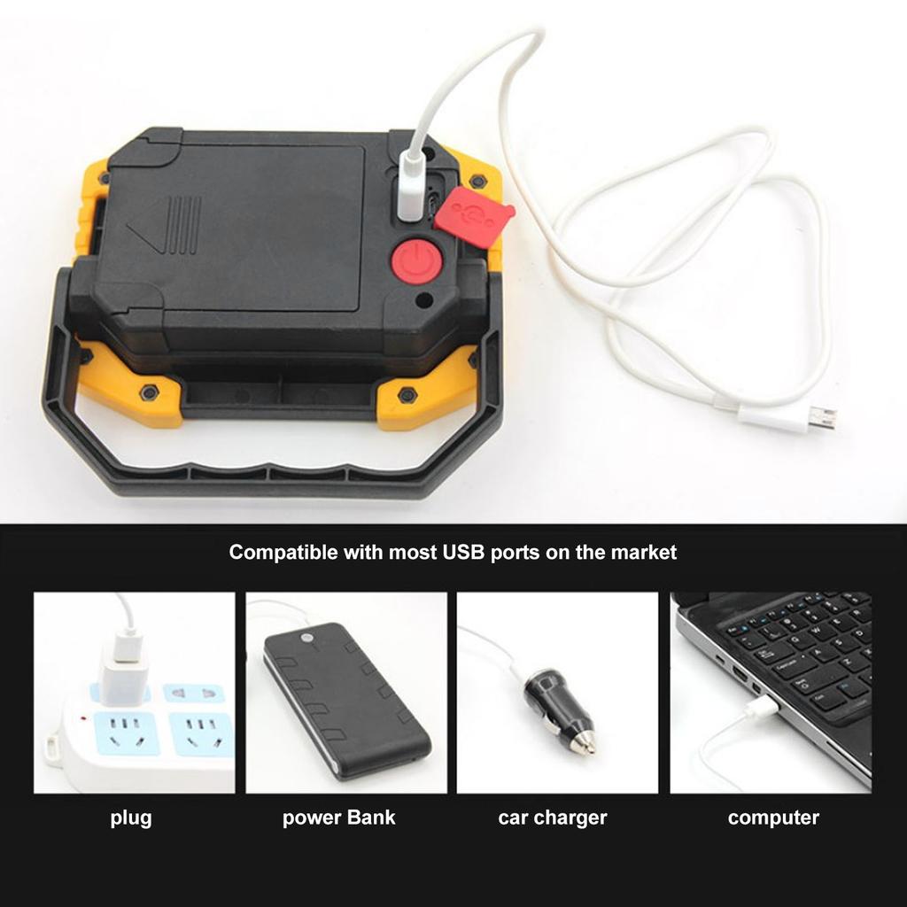 COB Work Light USB Rechargeable IP66 Waterproof Portable Work Light with Rotating Bracket for Car Maintenance Camping