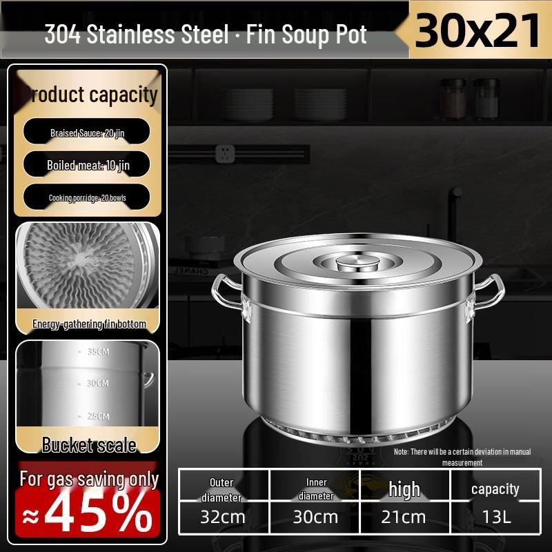 304 Stainless Steel Finned Energy-Saving Braising Pot