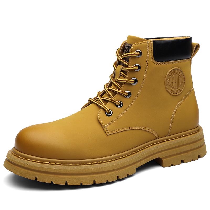 

Мужские ботинки Мартин на высокой подошве Осень/Зима 2025, Кожаная рабочая обувь с увеличением роста, Утепленные плюшевой подкладкой для тепла 41