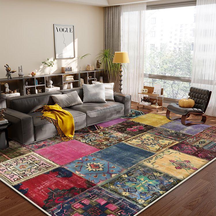 Boho Retro Living Room Carpet Geometric Design Luxury Bedroom Bedside Floor Mat Home Decoration Sofa Easy Clean Large Area Rugs