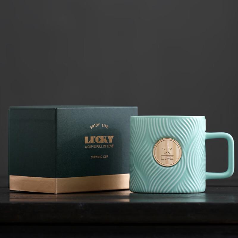 Embossed Ceramic Ripple Coffee Mug