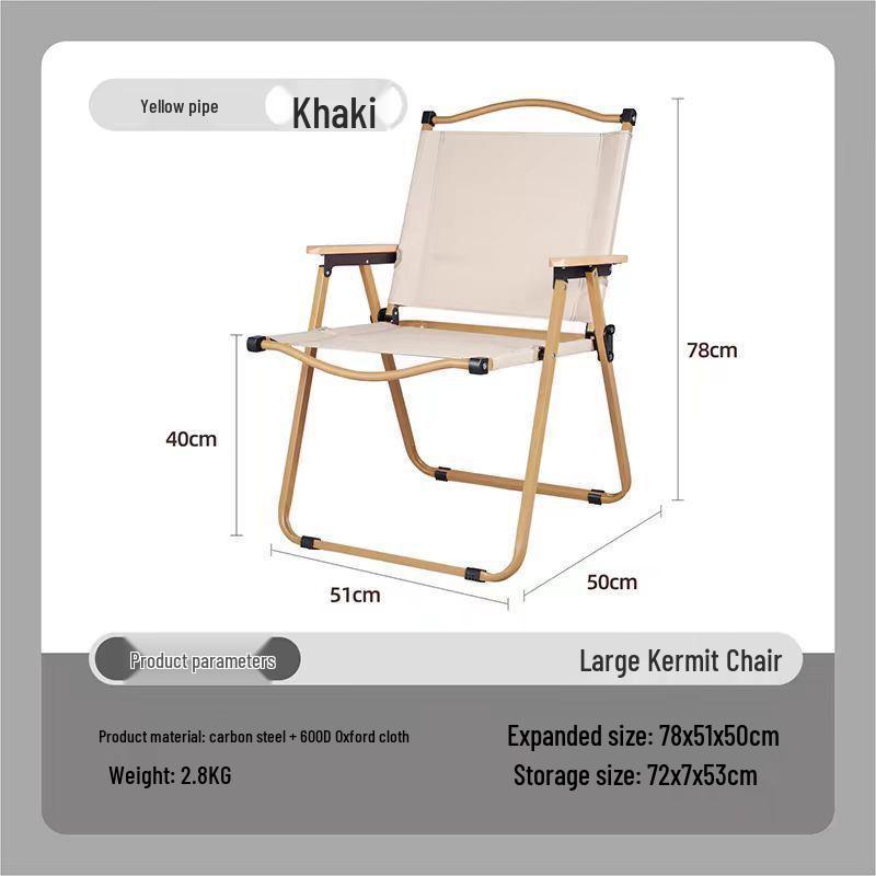 Přenosné skládací venkovní křeslo s opěrkou pro kempování, piknik, grilování, rybaření a kreslení