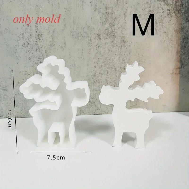 New Christmas Elk Ornament Silicone Mold DIY Christmas Deer Scented Plaster Candle Mold Resin Crafts Making Tools For Home Decor
