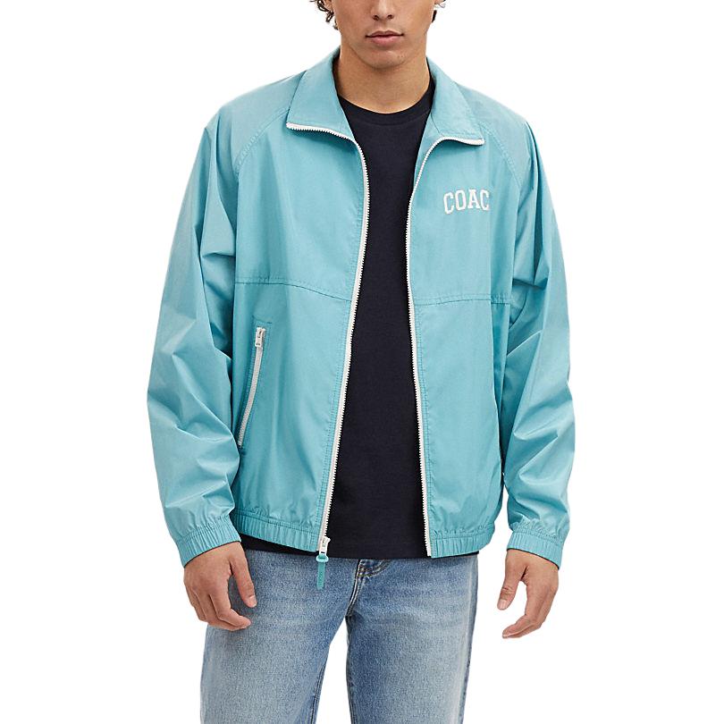 Coach Ss24 Logo Embroidered Polo Collar Zip Long Sleeve Jacket Men jackets Blue CR483-VSW