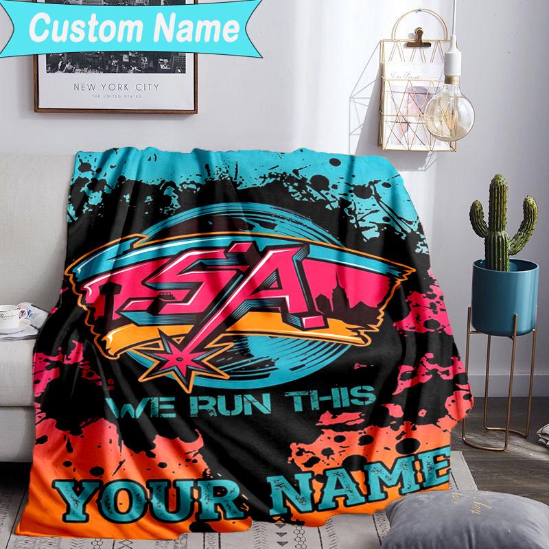 Custom Name Blanket Antonio Spurs Logo Blanket Bedding Blanket for Travel, Camping, Living Rooms, Offices, Sofas, Fan Christmas gift