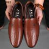 Men's Loafers Spring Leather Men Shoes Summer Hollow Breathable Oxfords Man Casual Shoes Slip On Formal Dress Shoe for Man
