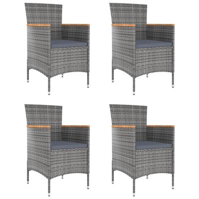 Vidaxl Garden Chairs, 4 Pcs., Poly Rattan, Grey