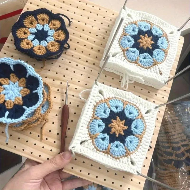 A Top Quality Crochet Blocking Board with Pins, Grid Crocheting and Knitting Project Accessory for Enthusiasts | Wooden Gift