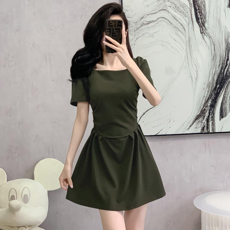French Campanula Summer Chic Petite Square Neck Slimming Little Black Dress