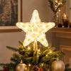 Christmas Tree Topper Star with Lights, Glitter- Five-Pointed Star Holiday Decoration