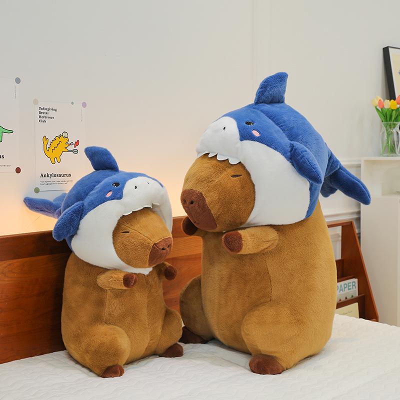 Internet celebrities shark headgear kapibara snot bear capybara plush toy doll children sleeping pillow rag doll