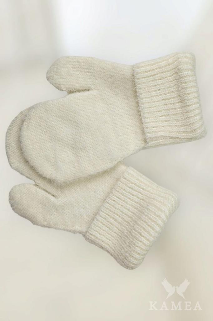 Benita Fleece-Lined One-Finger Gloves, Ecru Color