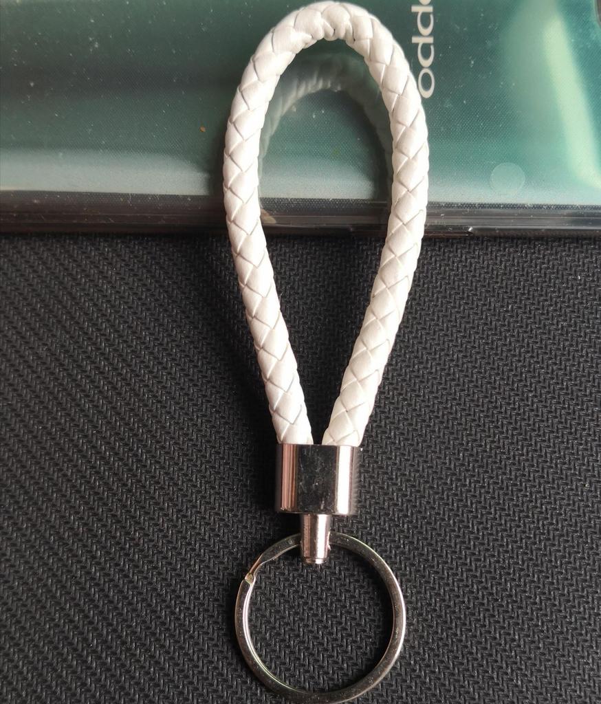 Woven Leather Cord Metal Keychain Pendant