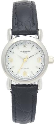 [Pierretalamon] Pierretalamon Watch 1 Point Natural Diamond Natural Shell Dial Leather Band Watch Silver X Black PT-7300L-1 Women's
