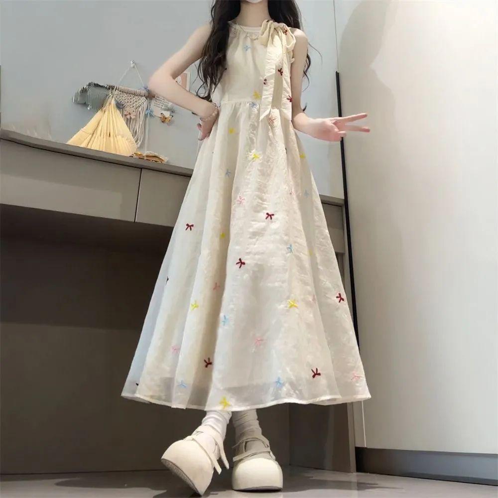 

Elegant Halter Bow Tie Maxi Dress - Women s Fairy Style, Waist-Cinched, Sleeveless Long Skirt S [Recommended for under 90 lbs]