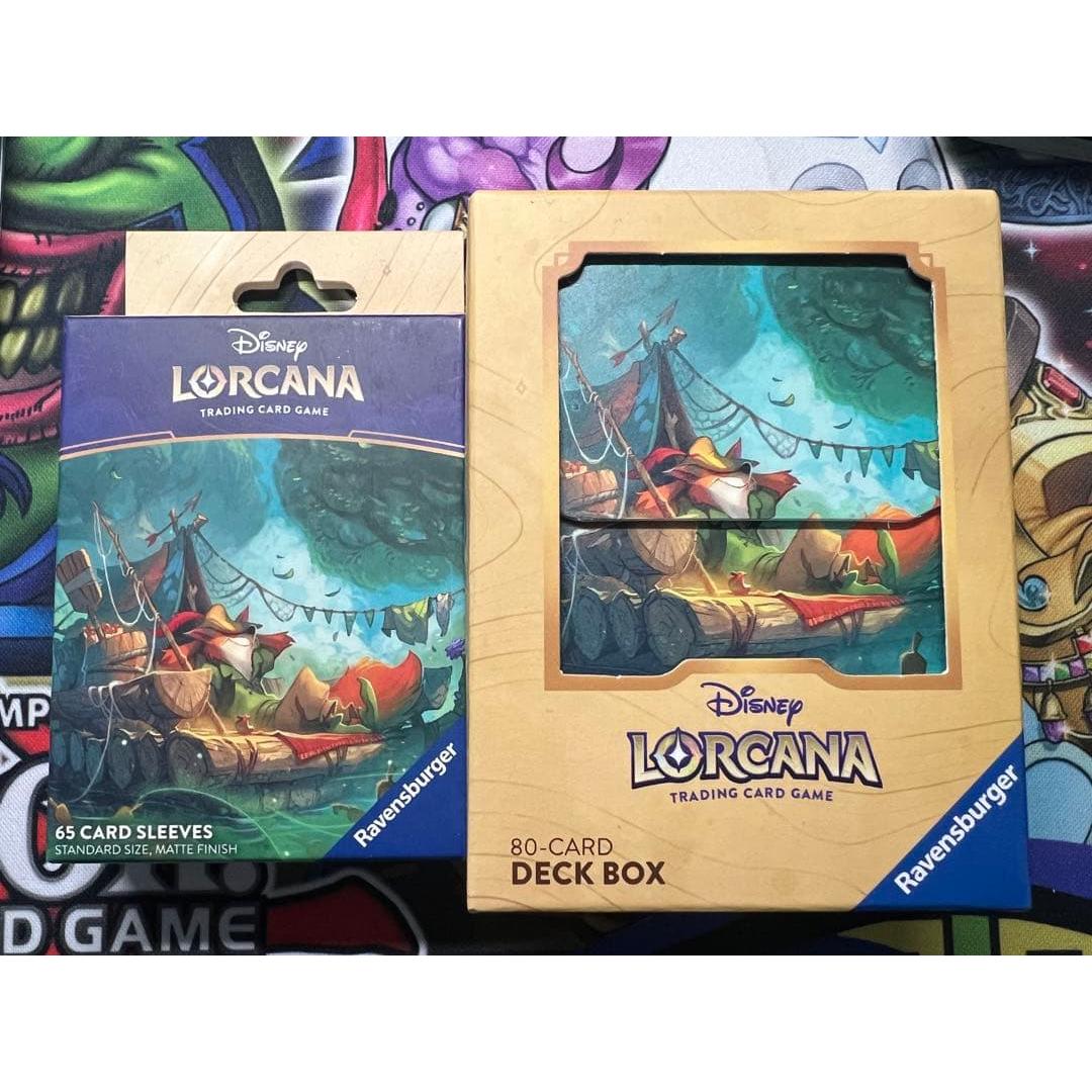 Used Lorcana Overseas Limited Robin Hood 65 Sleeves + Deck Case Lorcana