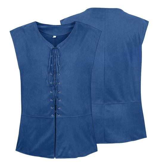 Pánská Vintage vesta Středověká vesta s výstřihem do V bez rukávů Krajkový Cardigan Jednobarevný Tenký Steampunk Vesta v renesančním gotickém stylu