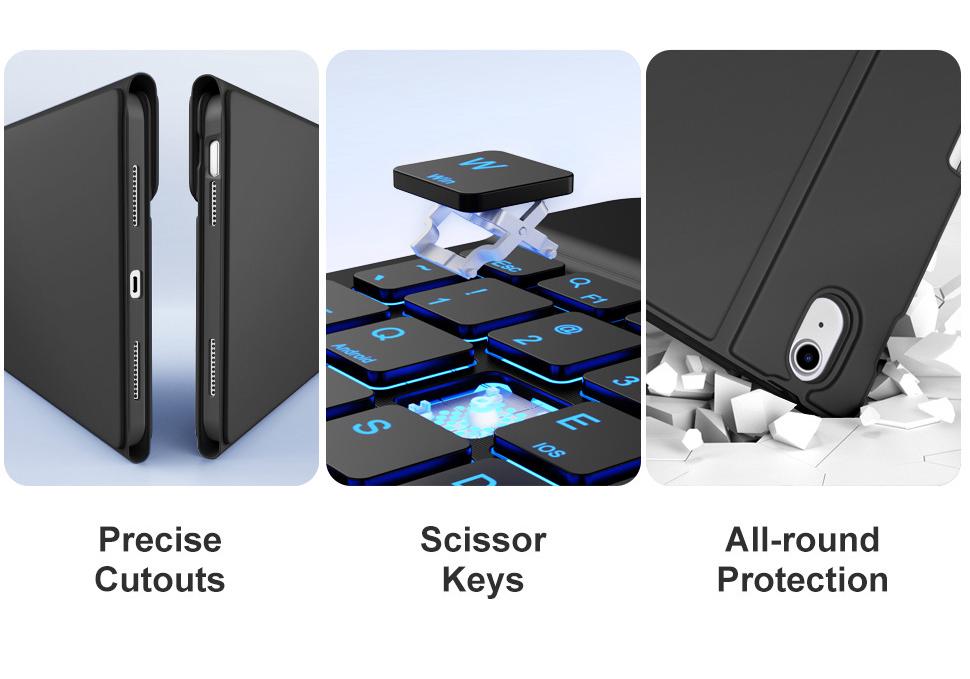 Compatible Keyboard Case with Bluetooth RGB Backlight for Xiaomi Tablet 7/8 Pro, Redmi Pad 2/Pro 12.1, with Pen Slot.