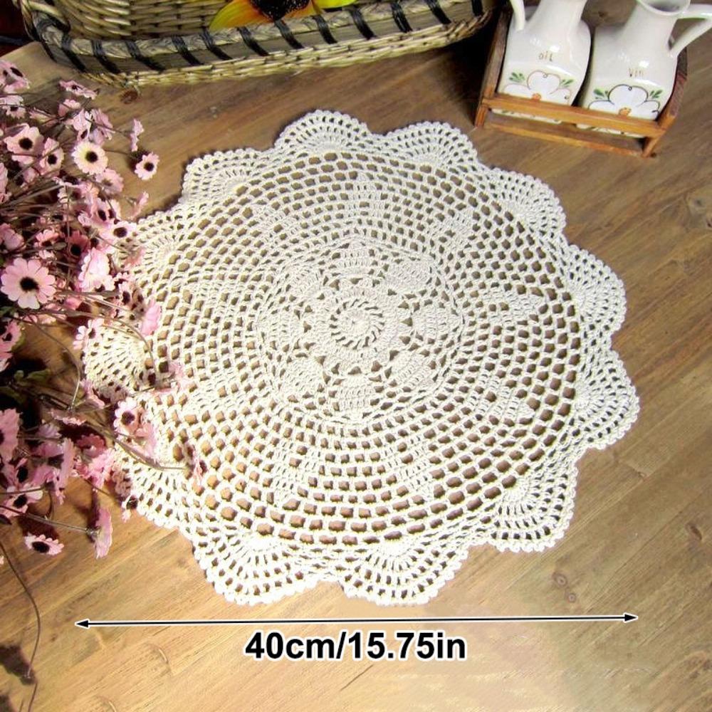 Neue runde Häkeldeckchen Häkelbaumwolle 35/40CM Baumwoll-Deckchen Tischsets