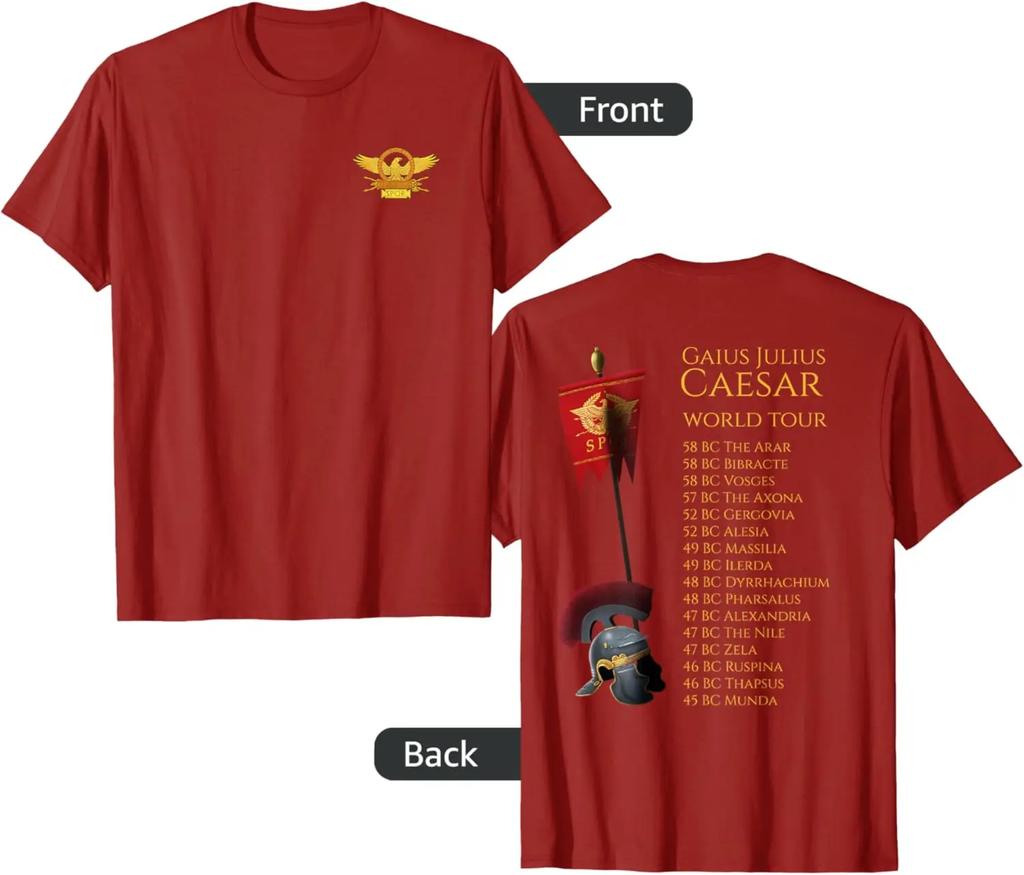 Roman Legion Eagle SPQR Julius Caesar World Tour T-Shirt 100% Cotton O-Neck Short Sleeve Summer Casual Mens T-shirt Size S-3XL