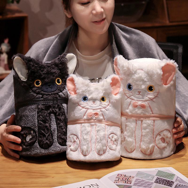 Cartoon Devon Cat Blanket Small Blanket Girls Office Nap Air Conditioning Leg Covered Blanket Students Lunch Break Roll Blanket
