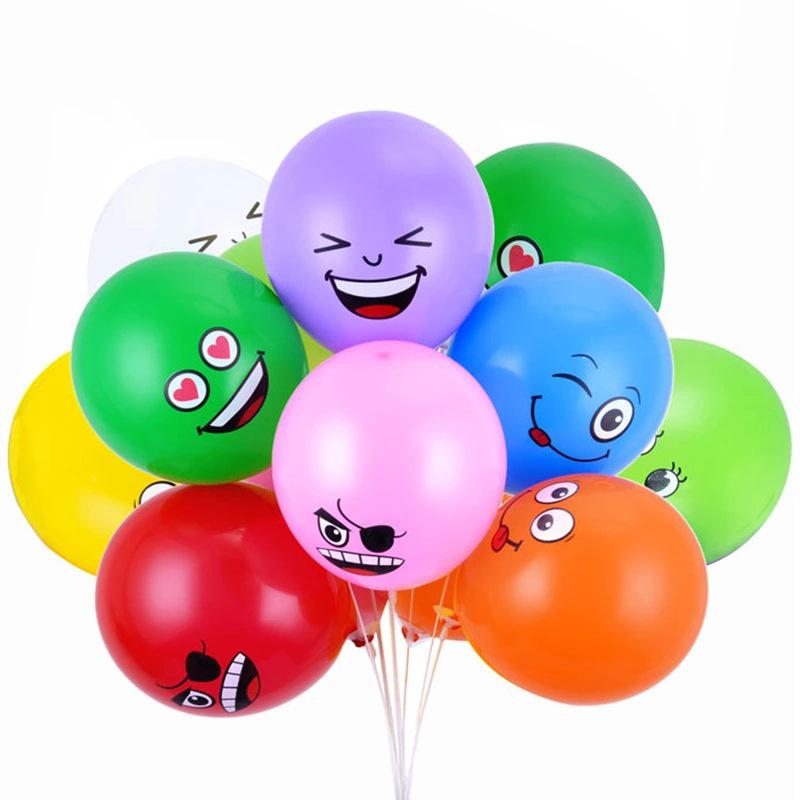 12" Yellow Cartoon Festival Smiley Face Balloon - Thickened Round Decoration & Toy with Scan Code for Ground Promotion