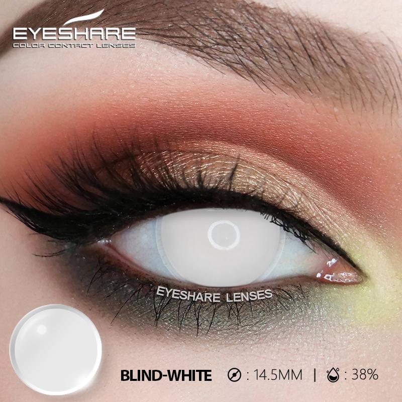 1 Pair White Colored Contacts Cosplay Contact Lenses for Eyes Black Lenses High Quality Soft Lenses Beauty Makeup Yearly