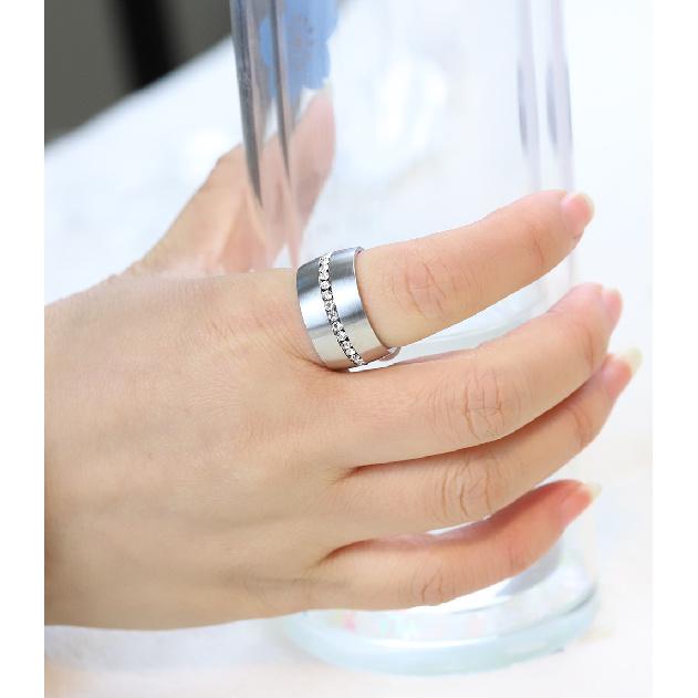 14mm Width Classic Crystal Wedding Ring Stainless steel Jewelry Ring For Women Gift