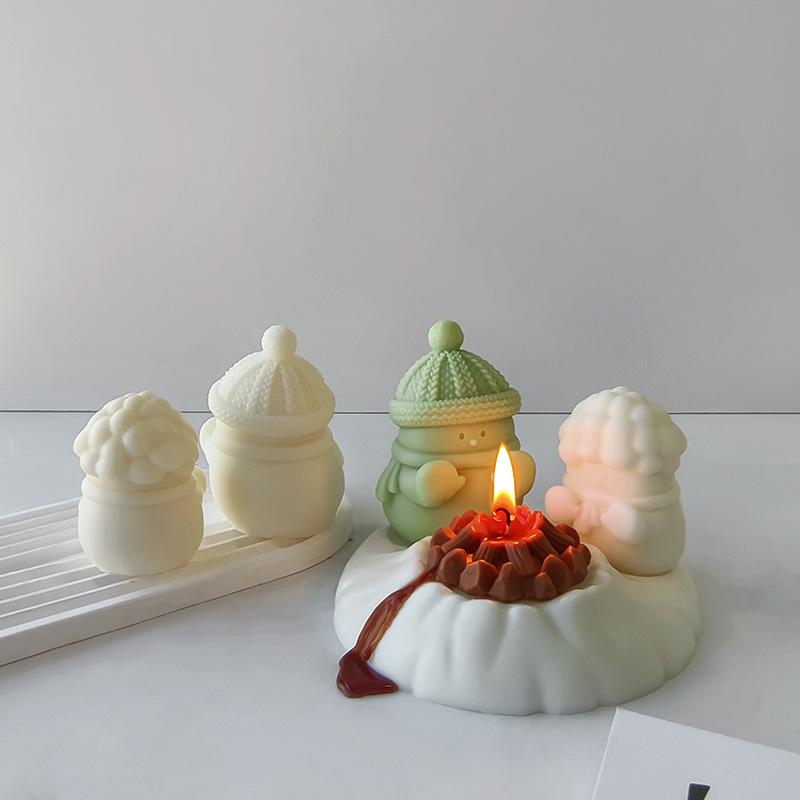 Creative Christmas Set Snowman Silicone Mold Handmade Gift Christmas Decoration DIY Aroma Candle Plaster Ornaments Mould